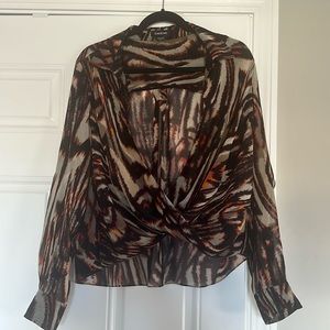 Bebe blouse drape style great pattern size L barely worn